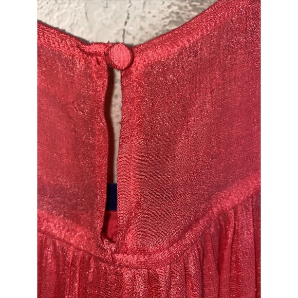 Entro Embroidered Crochet Tunic Ruffle Lace Tank Top Womens M Pink Hippie Boho - Picture 7 of 11